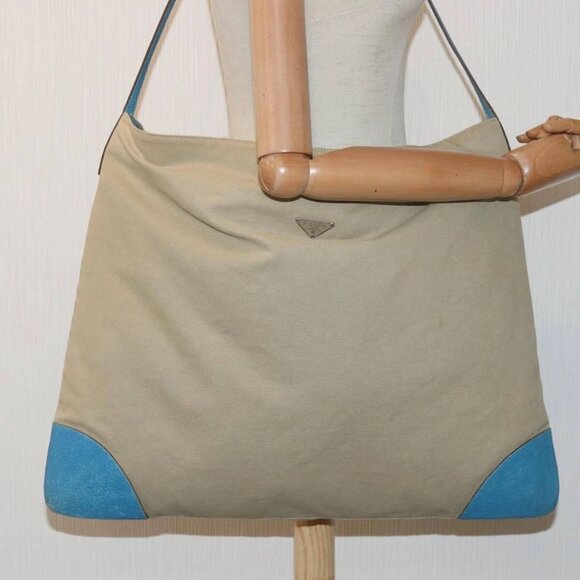 PRADA Shoulder Bag Canvas Beige Auth - Picture 1 of 16